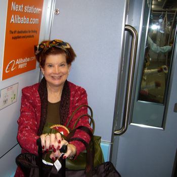 Suzy on a train