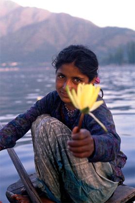 Girl with Flower in Kashmir