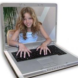 Girl Emerging From Laptop Computer