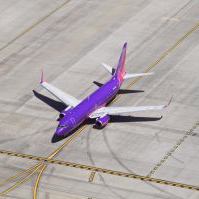Purple Plane on Runway