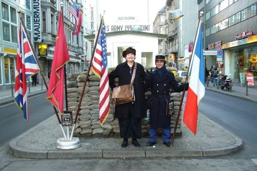 Suzy at Checkpoint Charlie