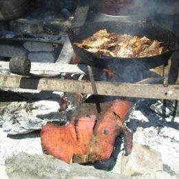 Jamaican food - cooking outdoors