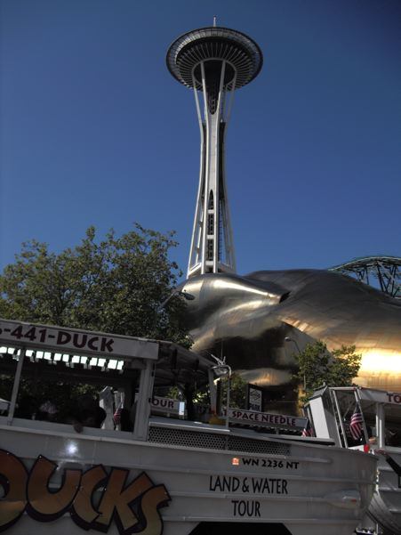 Duck tours near the Space Needle