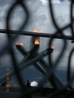 Olympic Flame behind the fence