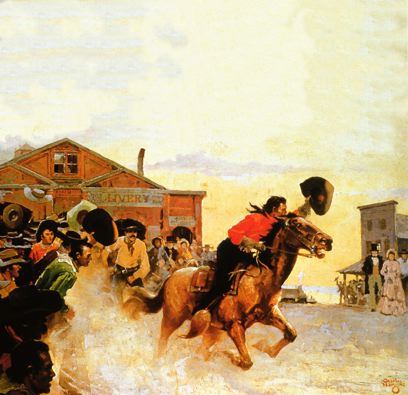 Pony Express Painting - “The First Ride” by Charles Hargens - photo courtesy Pony Express National Museum