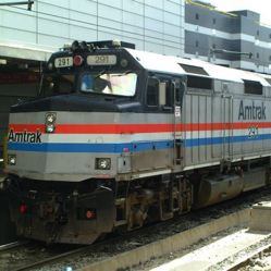 Amtrak train at the station