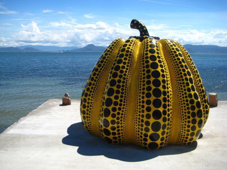 Pumpkin Sculpture by Yoyoi Kusama on Naoshima